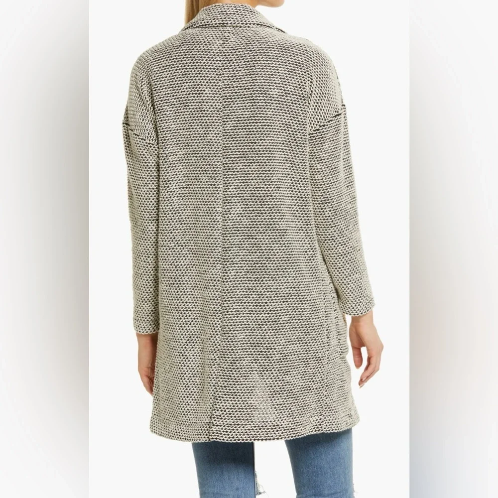 Marine Layer Birdseye Long Cardigan Jacket Sweater Beige Black XL - Picture 4 of 11